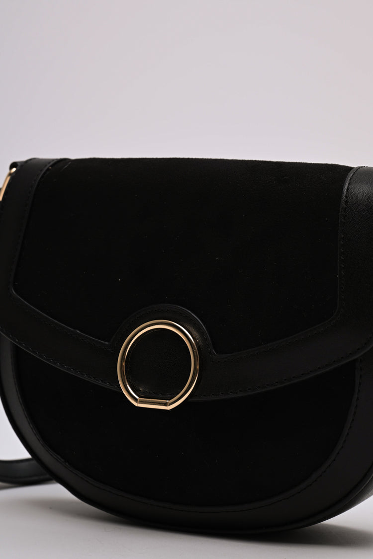 Bi-material crossbody bag