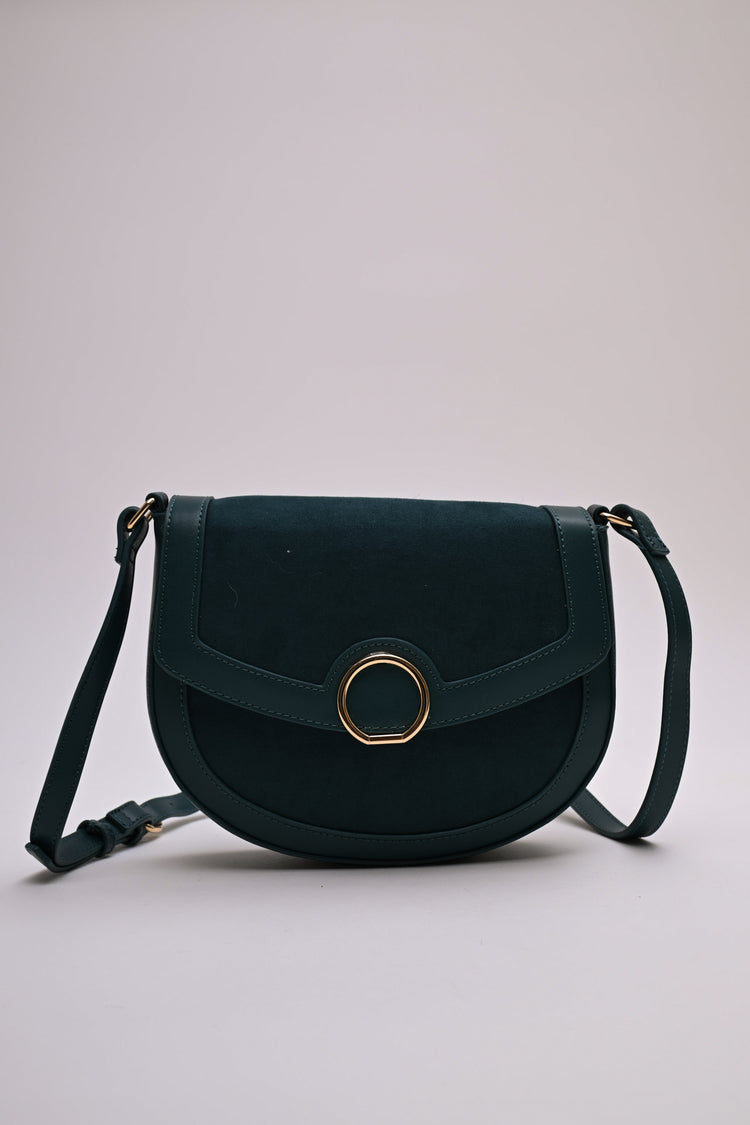 Bi-material crossbody bag