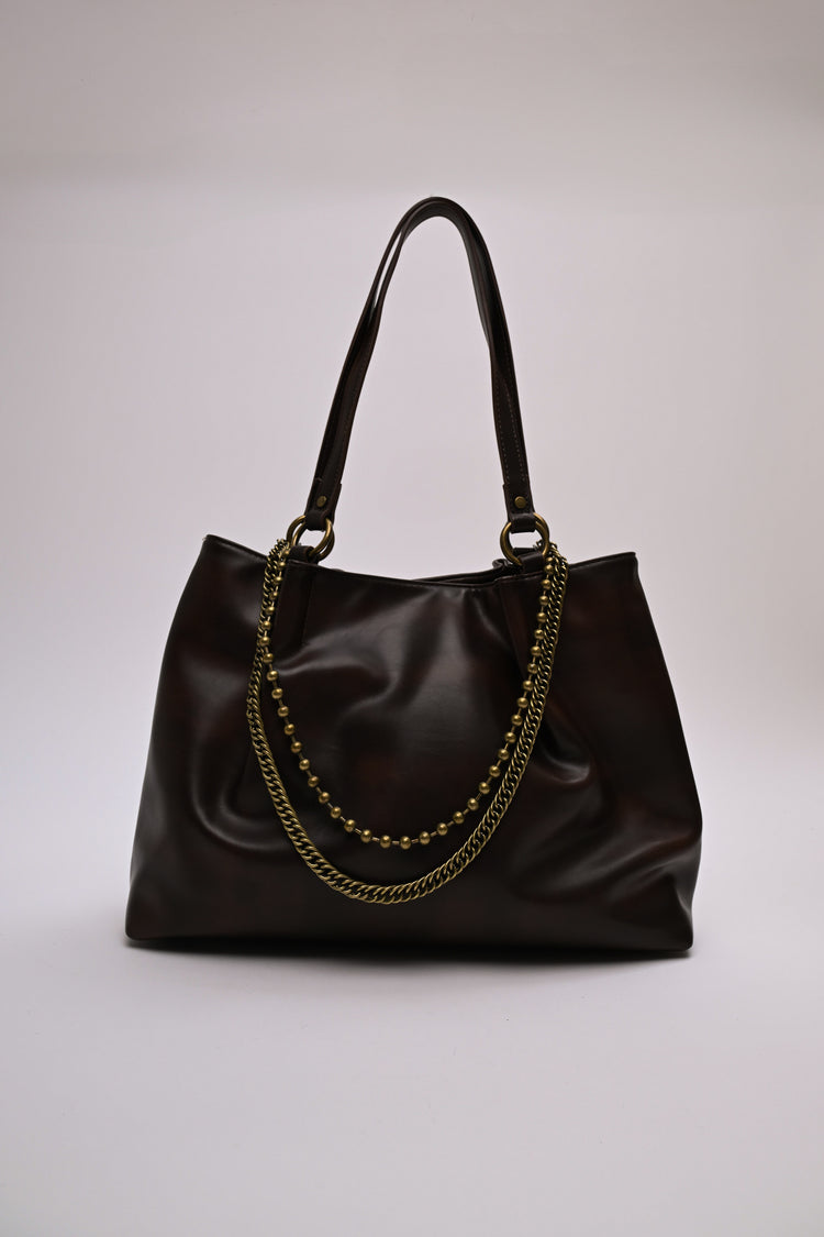 Double-chain large tote bag