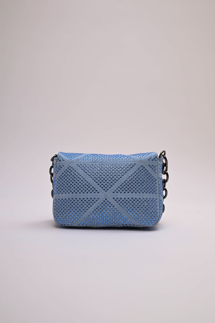 Rhinestone-embellished faux suede shoulder bag
