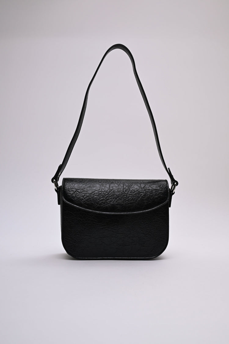 Hammered faux leather shoulder bag