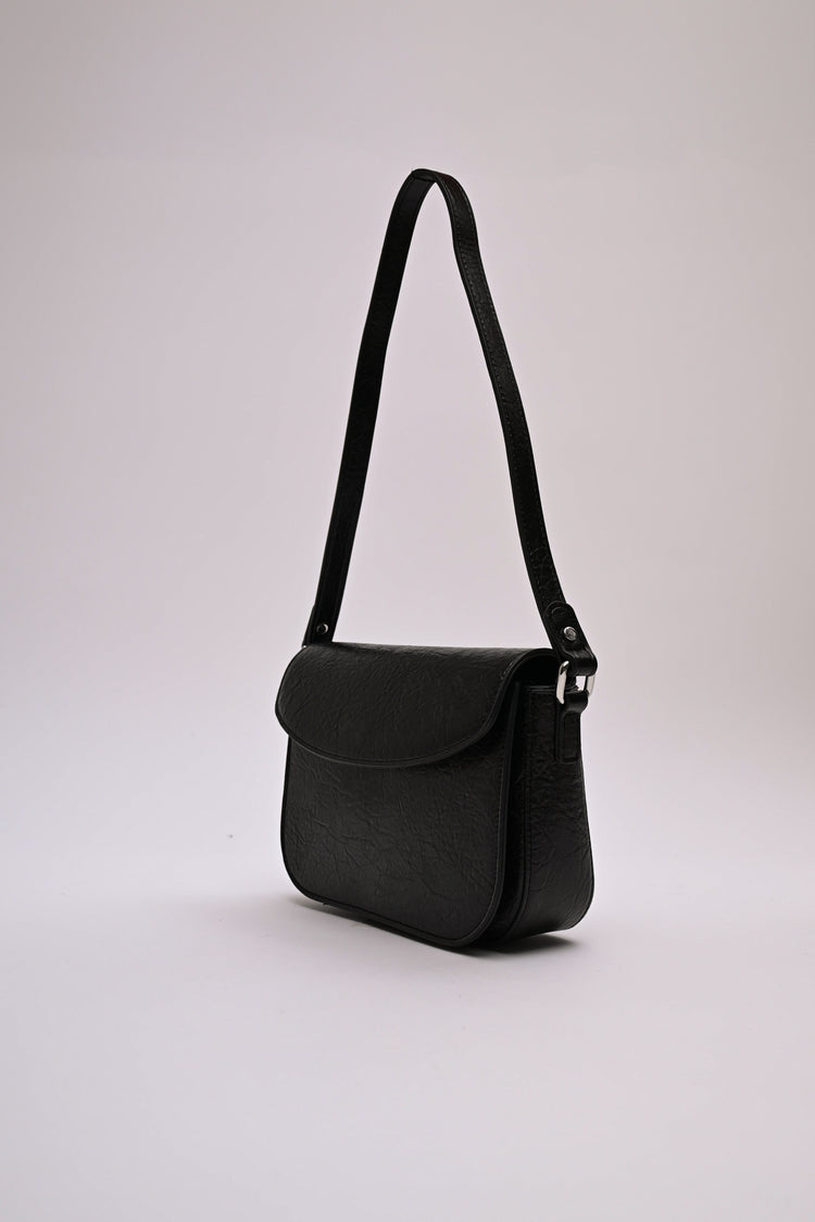 Hammered faux leather shoulder bag