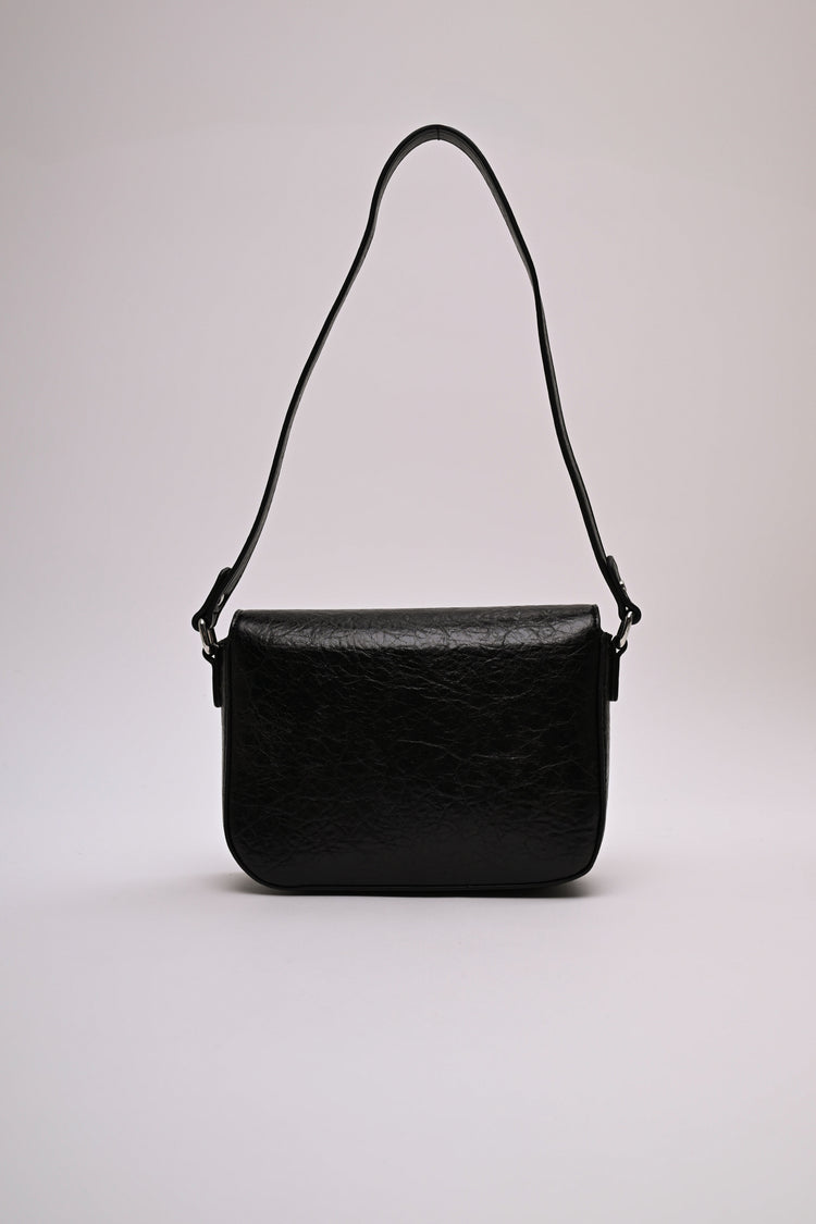 Hammered faux leather shoulder bag