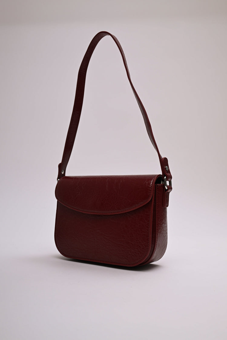 Hammered faux leather shoulder bag