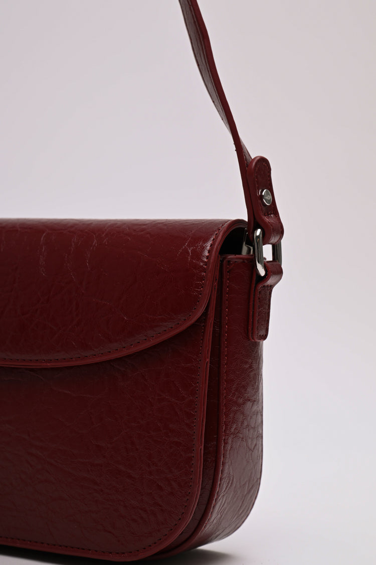 Hammered faux leather shoulder bag