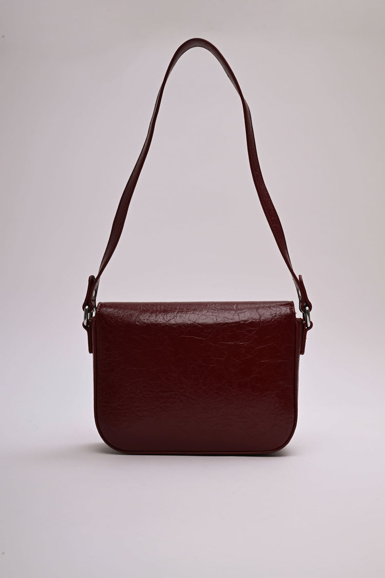 Hammered faux leather shoulder bag
