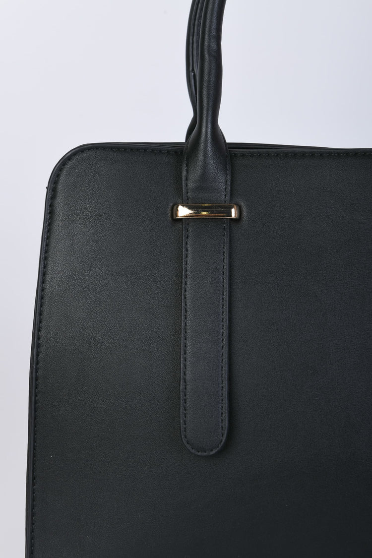 Faux leather large shoulder bag