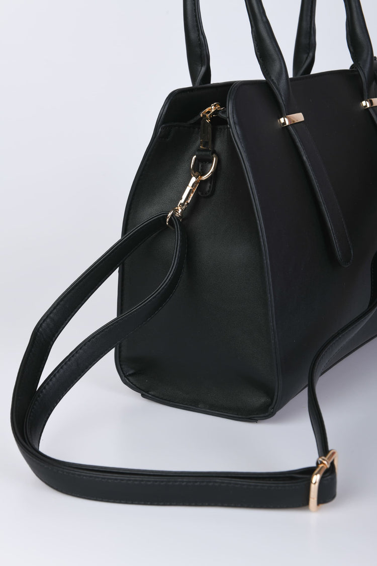 Faux leather large shoulder bag