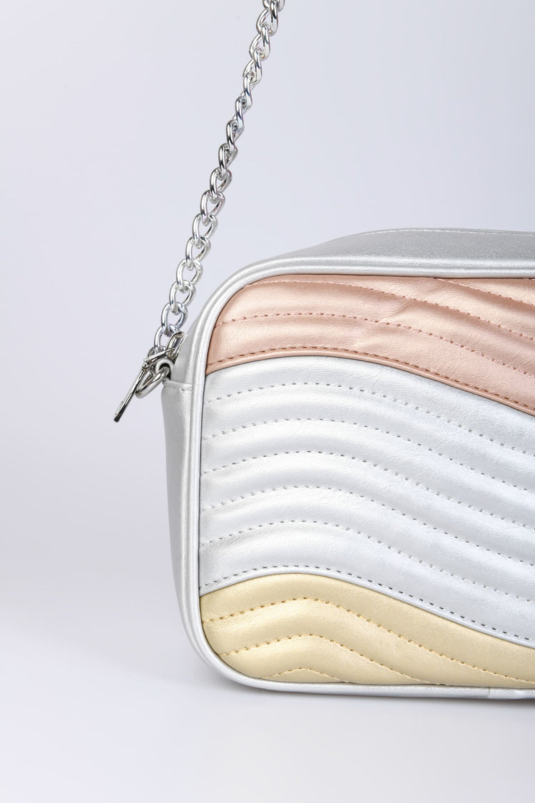 Tricolor faux-leather camera bag