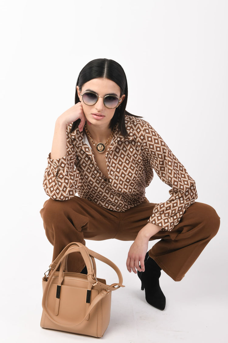 Faux leather small shoulder bag