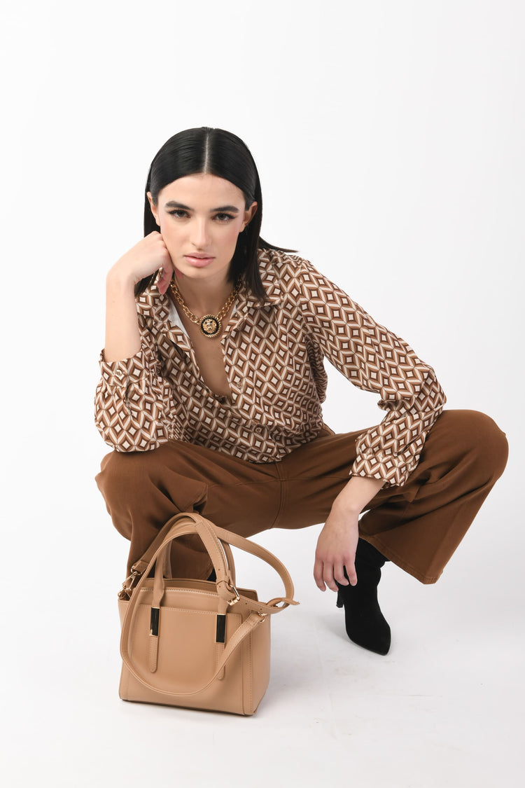 Faux leather small shoulder bag