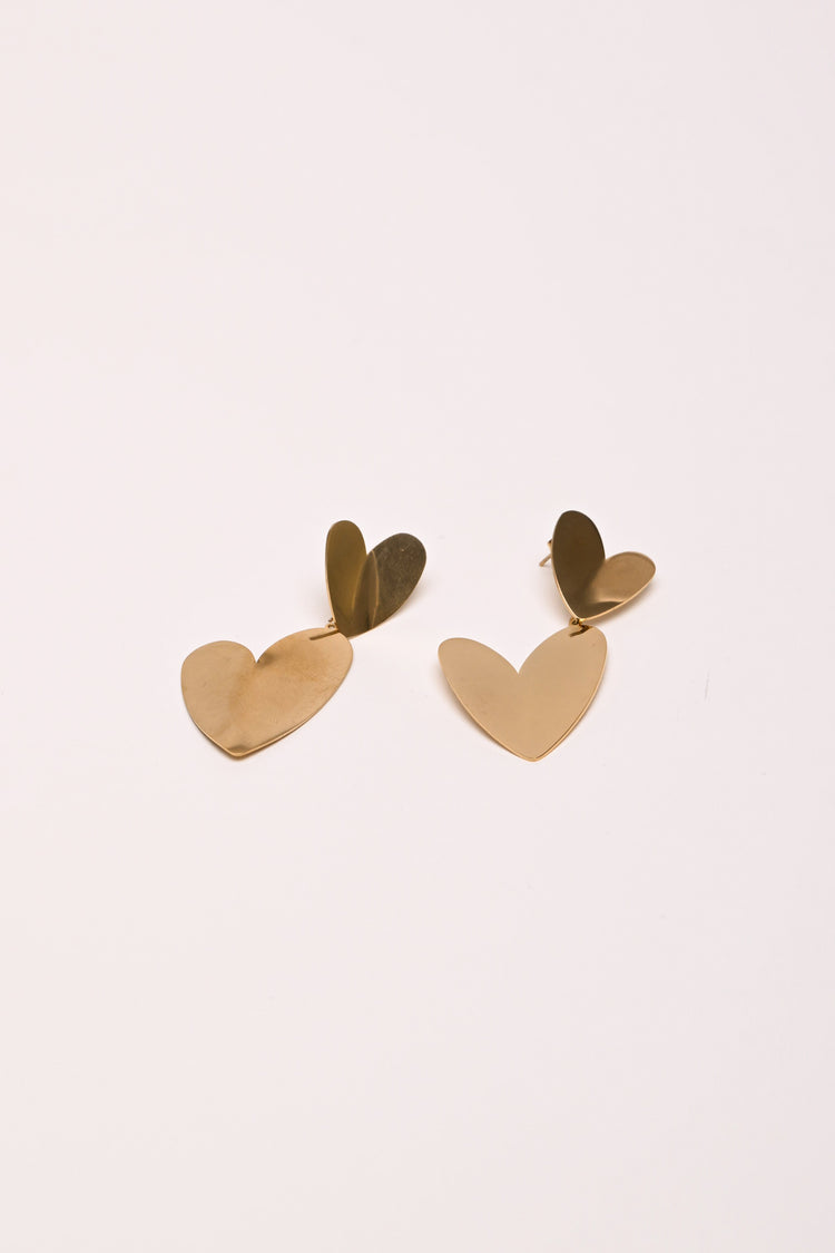 Gold heart necklace and earrings set