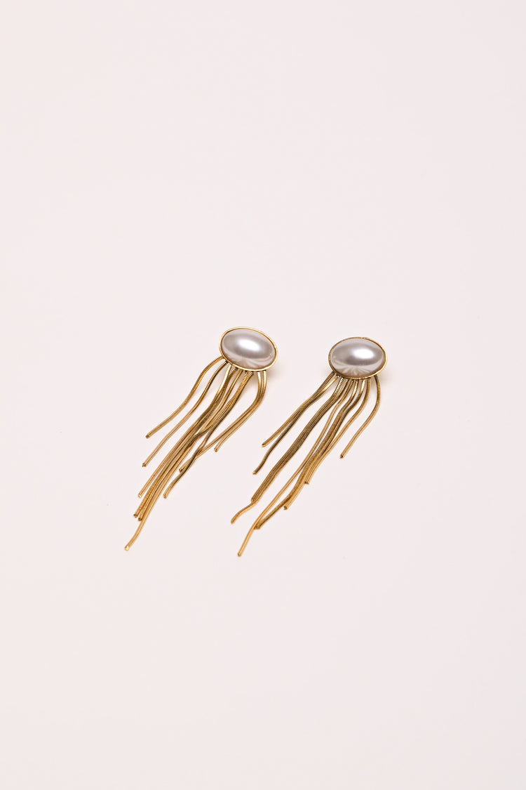 Pearl and fringe necklace + earrings set