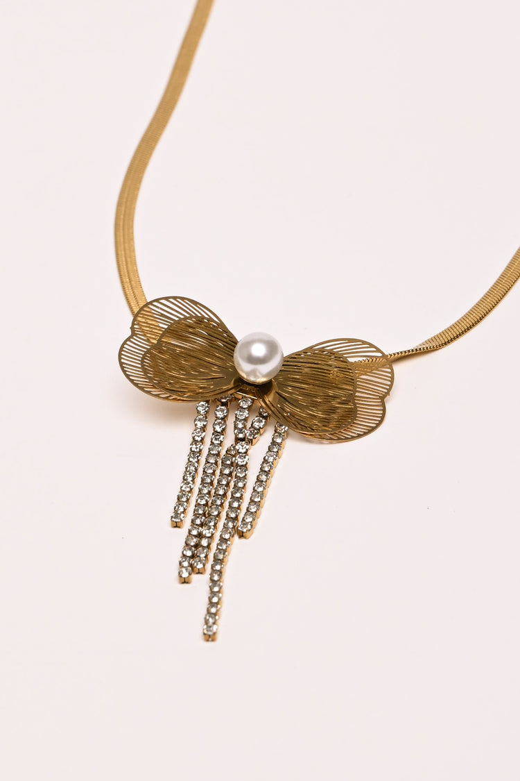 Bow necklace + earrings set