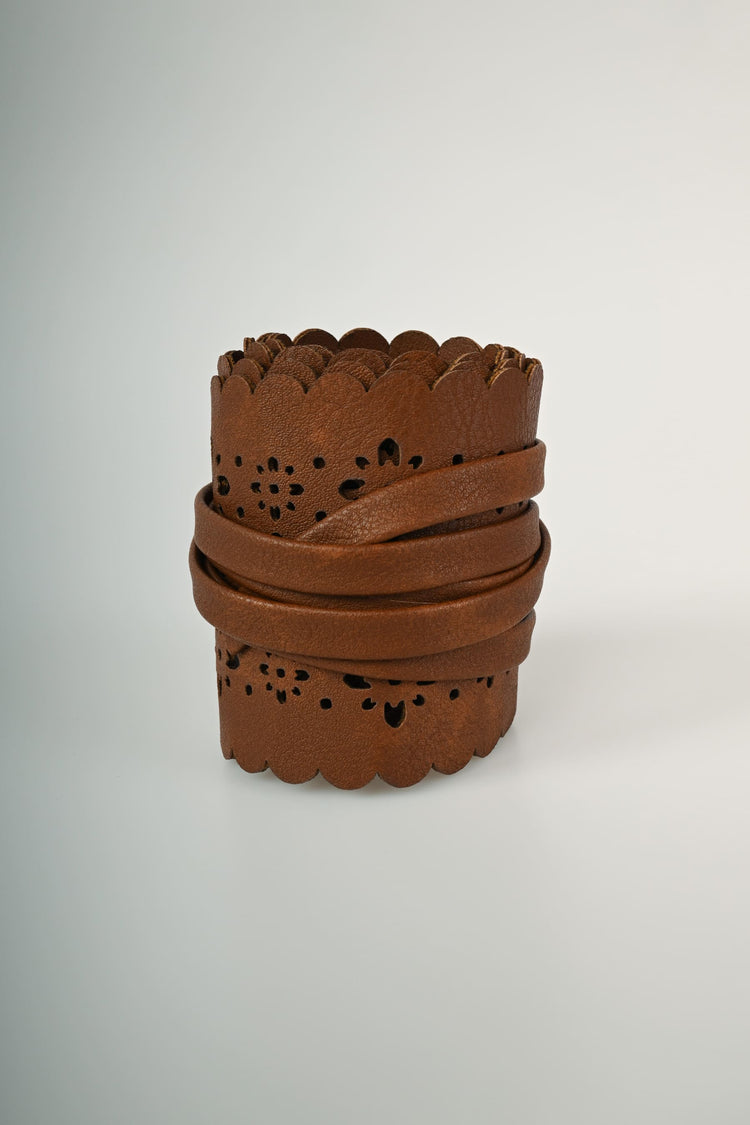Perforated motif sash belt