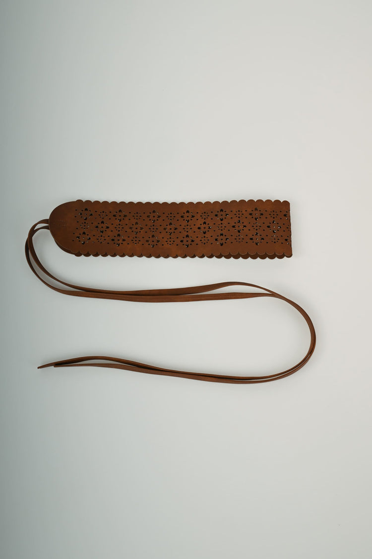 Perforated motif sash belt