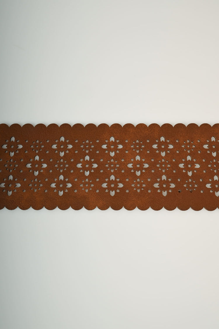 Perforated motif sash belt