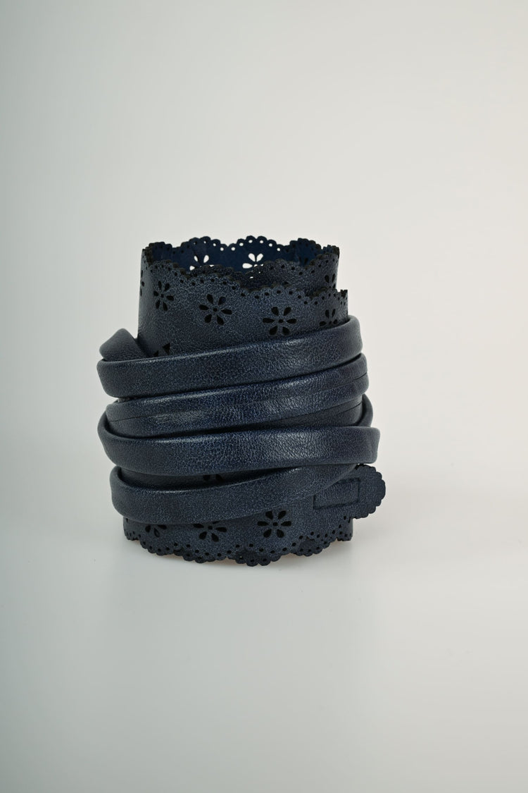 Perforated motif sash belt