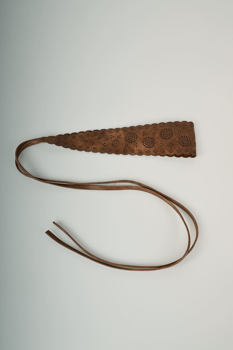 Perforated motif sash belt