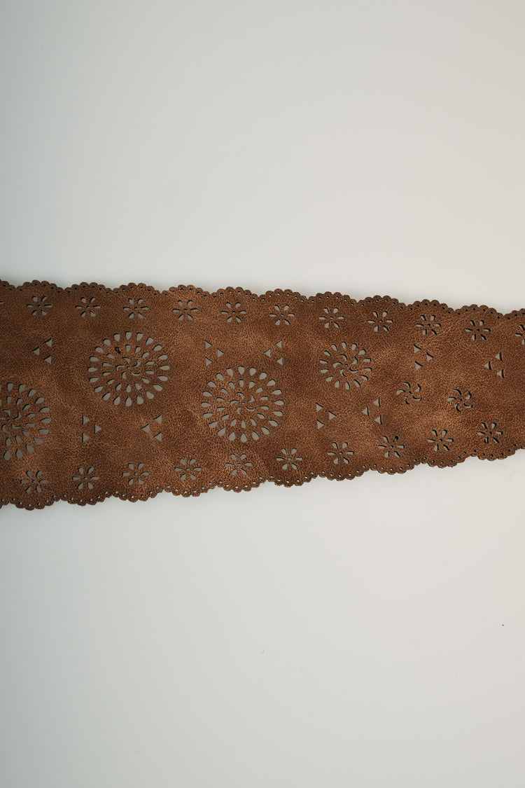 Perforated motif sash belt