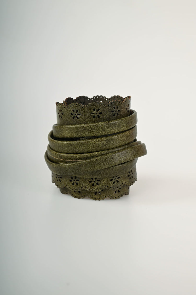 Perforated motif sash belt