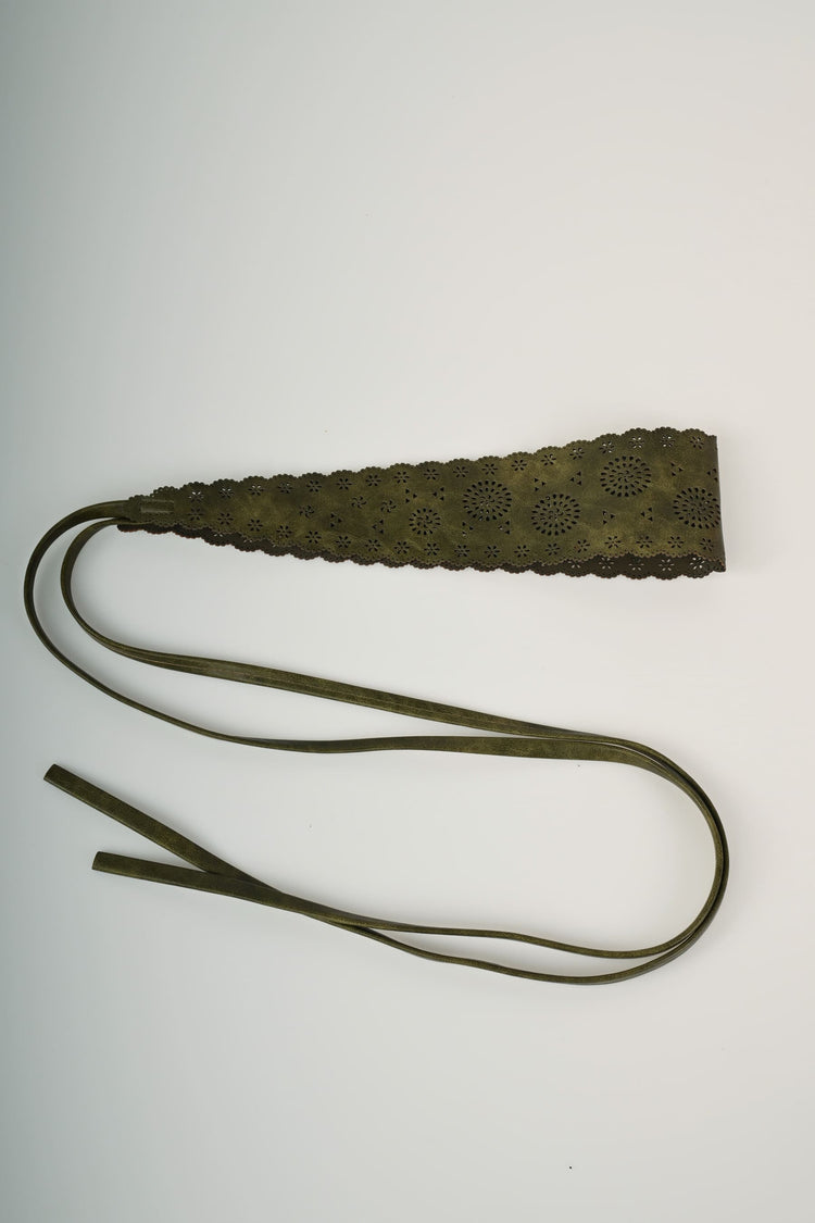 Perforated motif sash belt