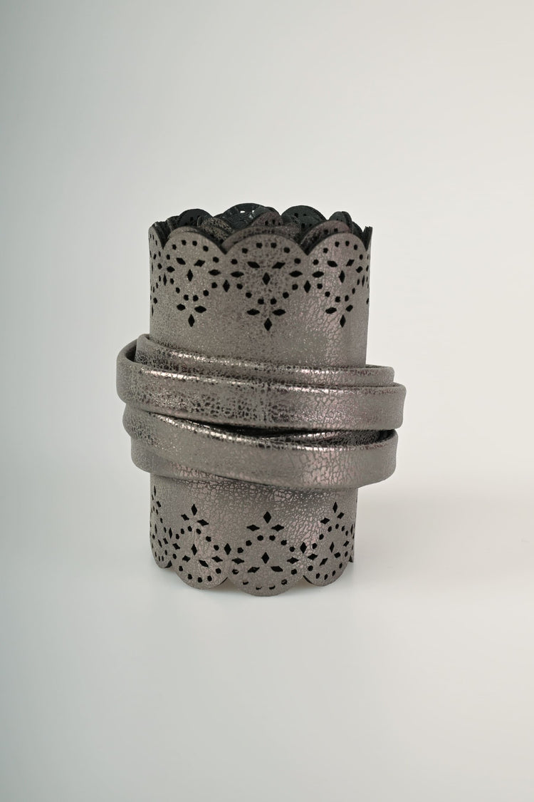 Perforated motif sash belt
