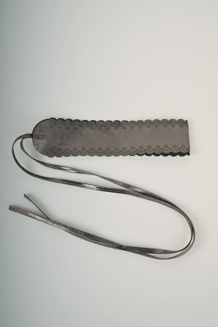 Perforated motif sash belt