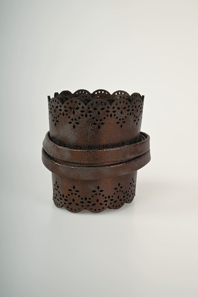 Perforated motif sash belt