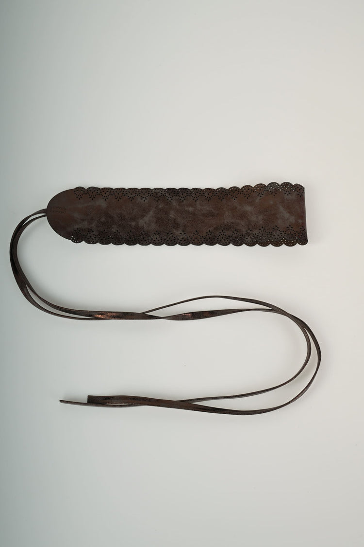 Perforated motif sash belt