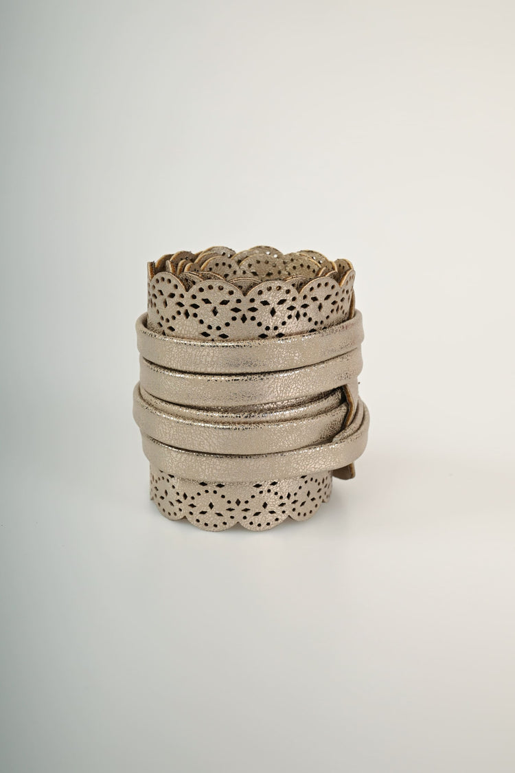 Perforated motif sash belt