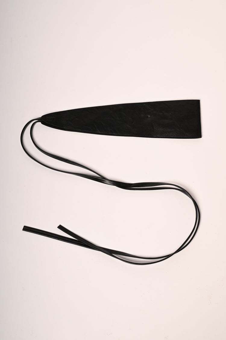 Faux leather sash belt