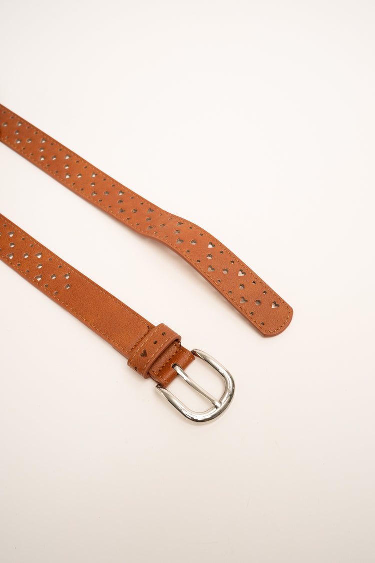 Brown heart motif belt