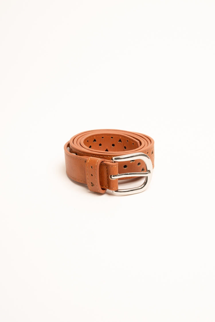 Brown heart motif belt