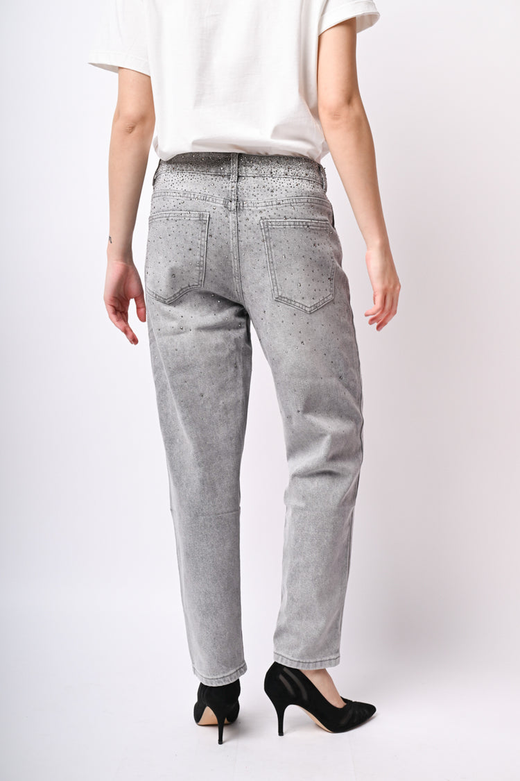 Rhinestone-embellished baggy jeans