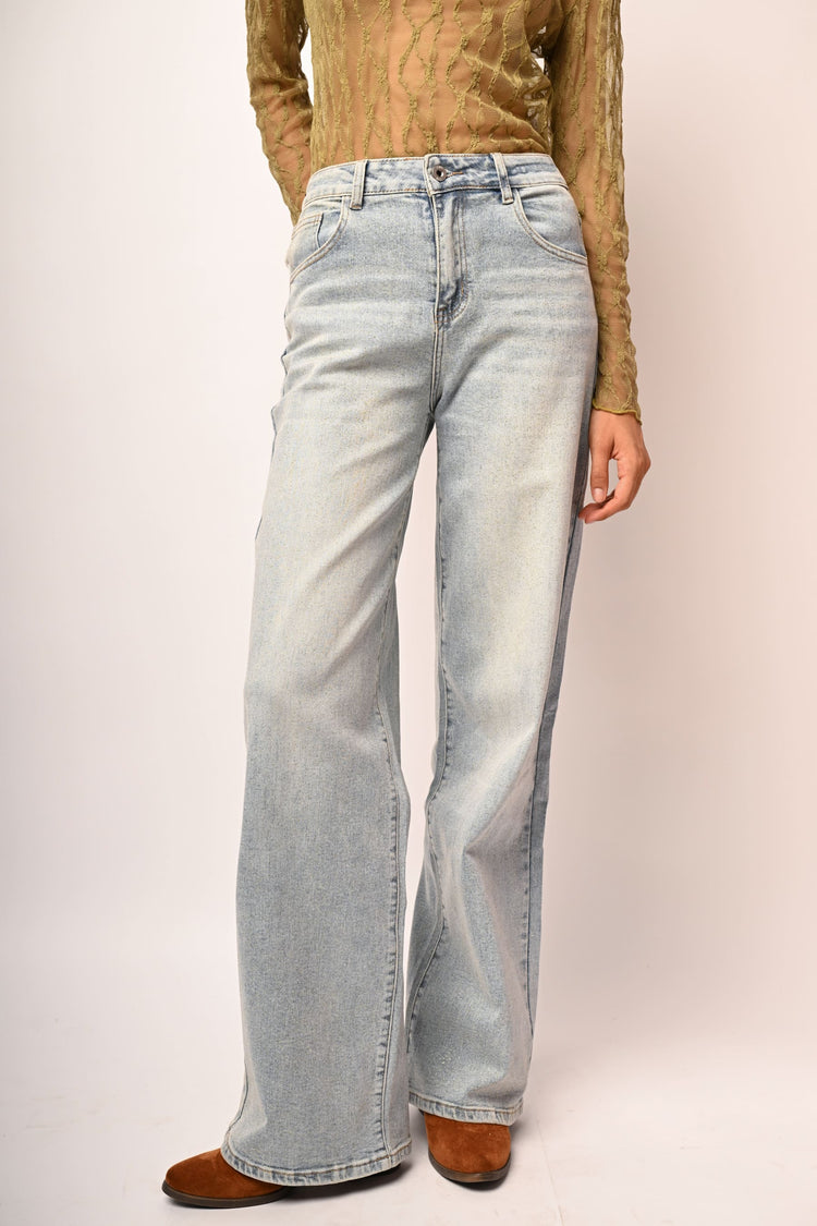 Glitter wide-leg jeans
