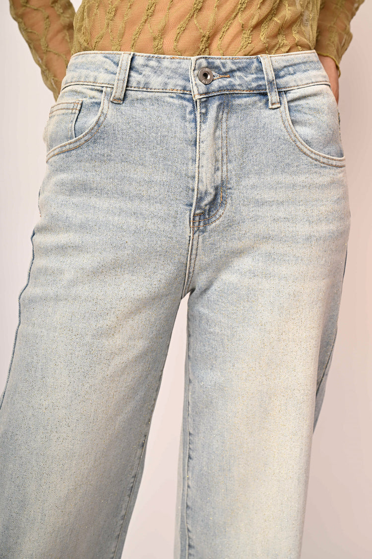 Glitter wide-leg jeans