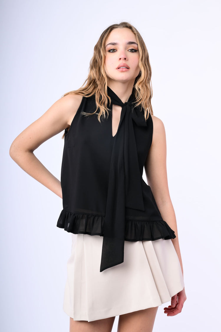 Pussy bow neck top