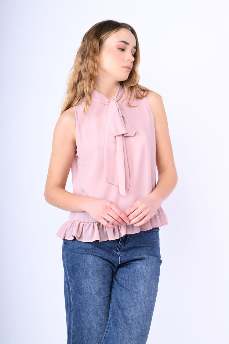 Pussy bow neck top