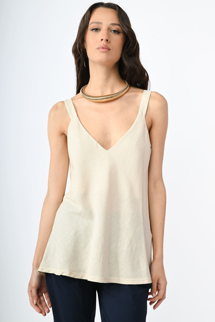 Linen and viscose camisole