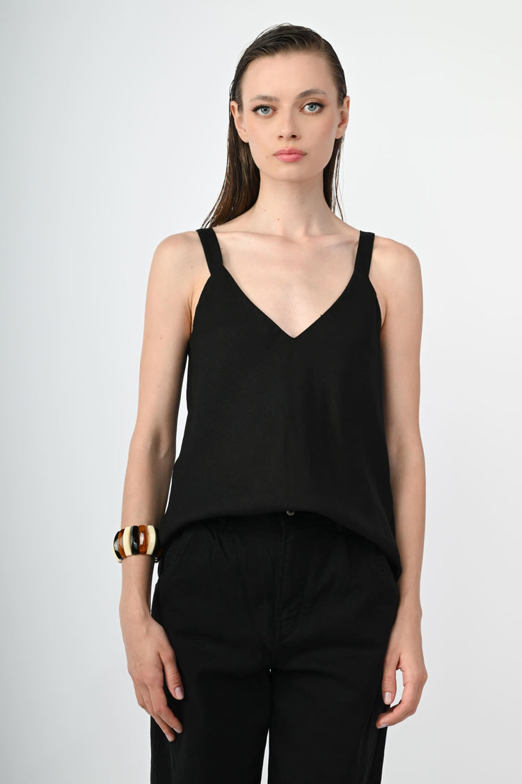 Linen and viscose camisole