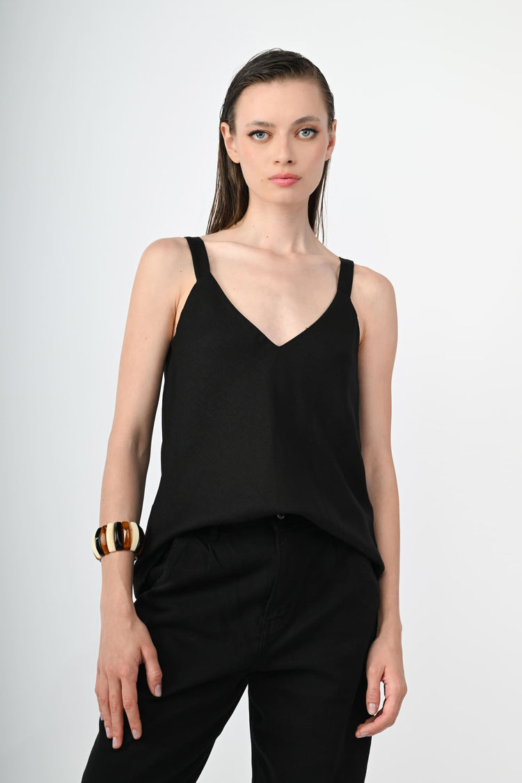 Linen and viscose camisole