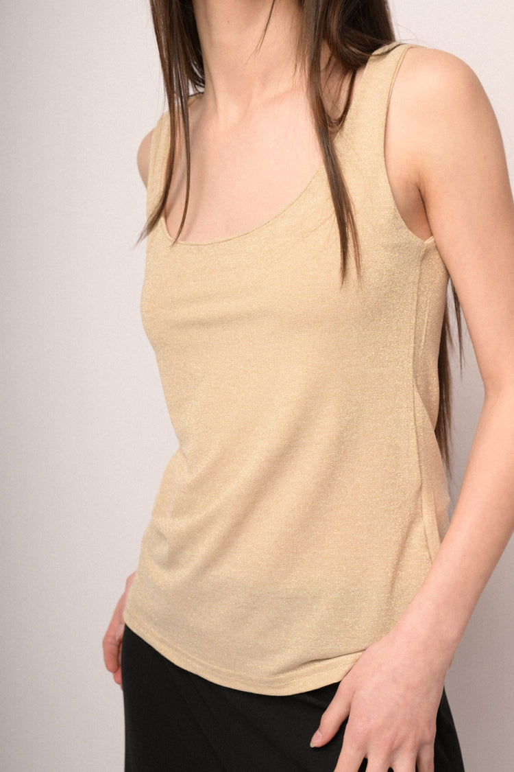 Butter yellow lurex knit tank top