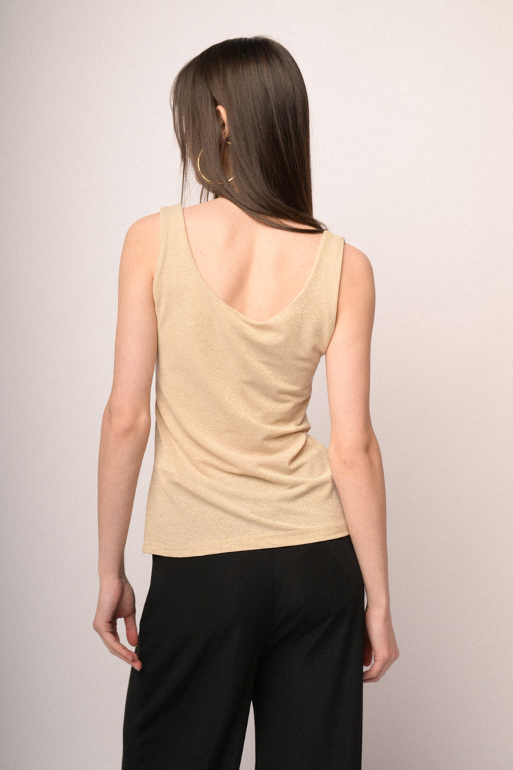 Butter yellow lurex knit tank top