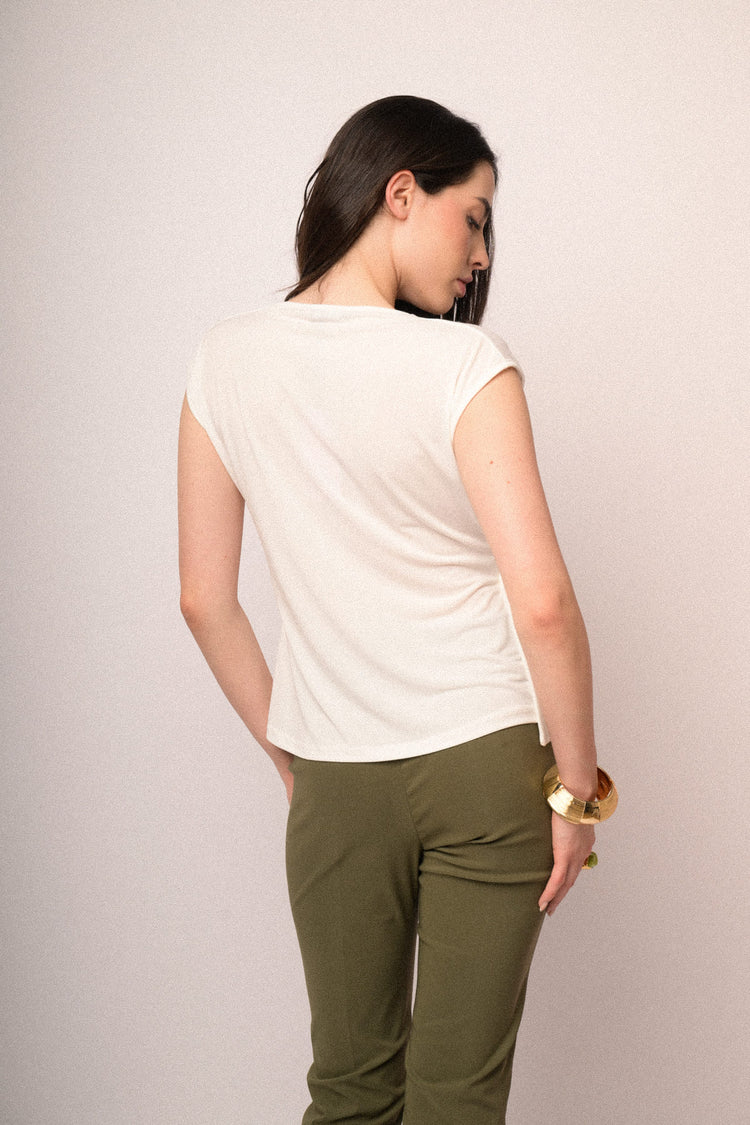 White self-tie straps wrap top