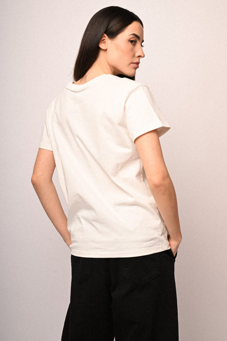 Embroidered text t-shirt