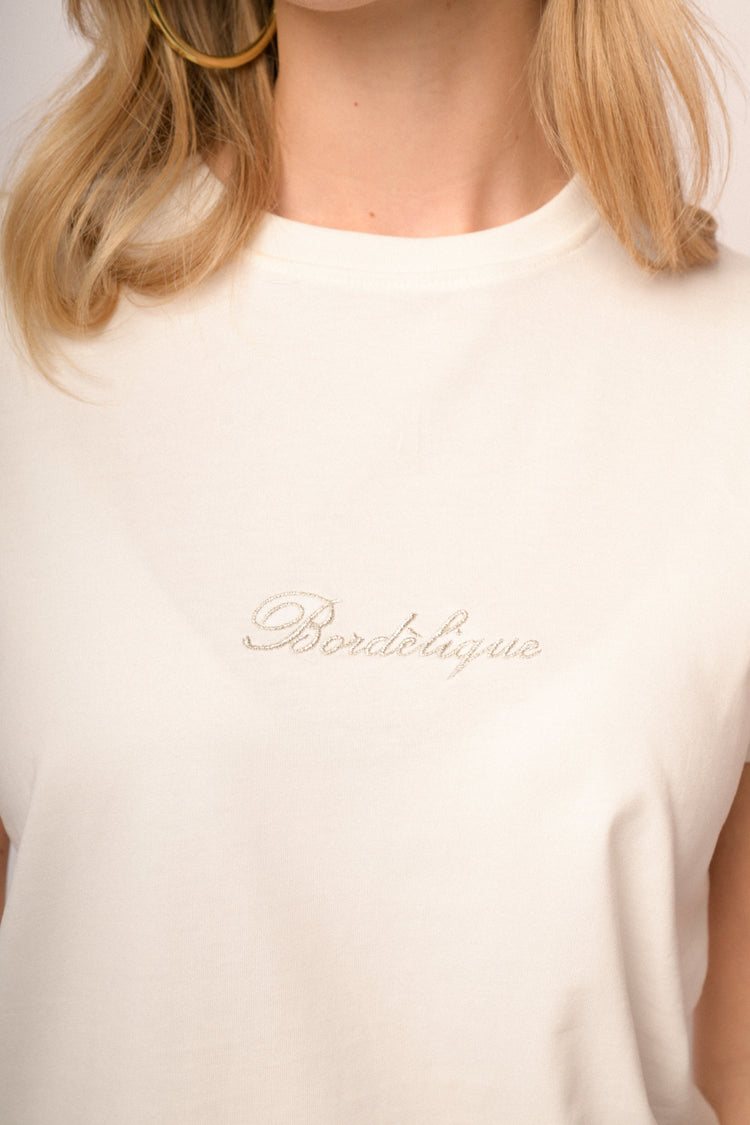 T-shirt Bordèlique in cotone bianco