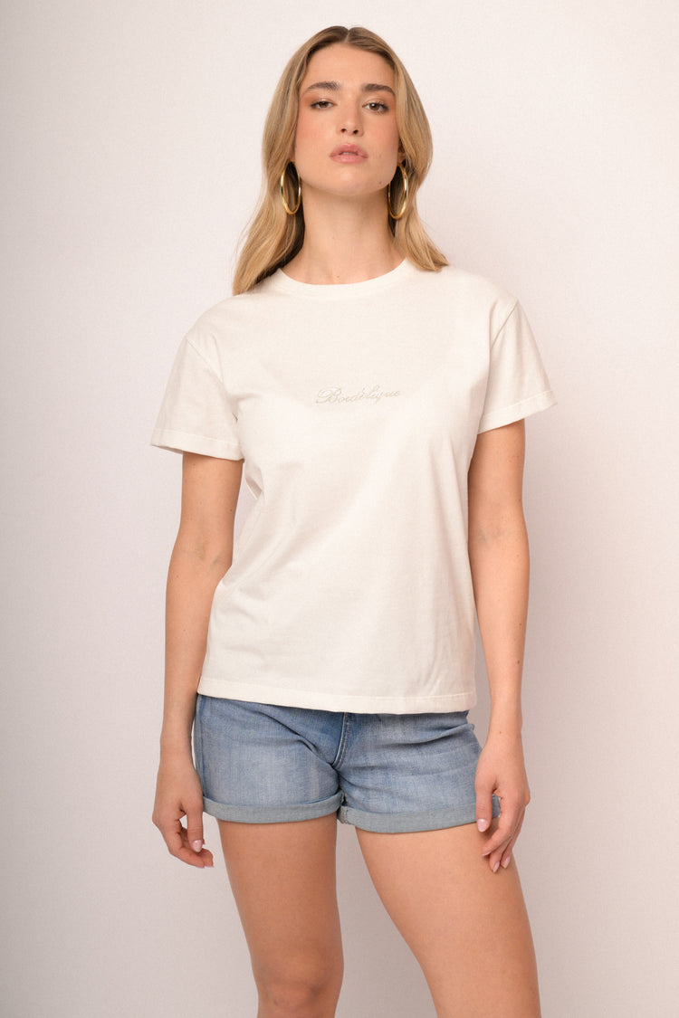 T-shirt Bordèlique in cotone bianco