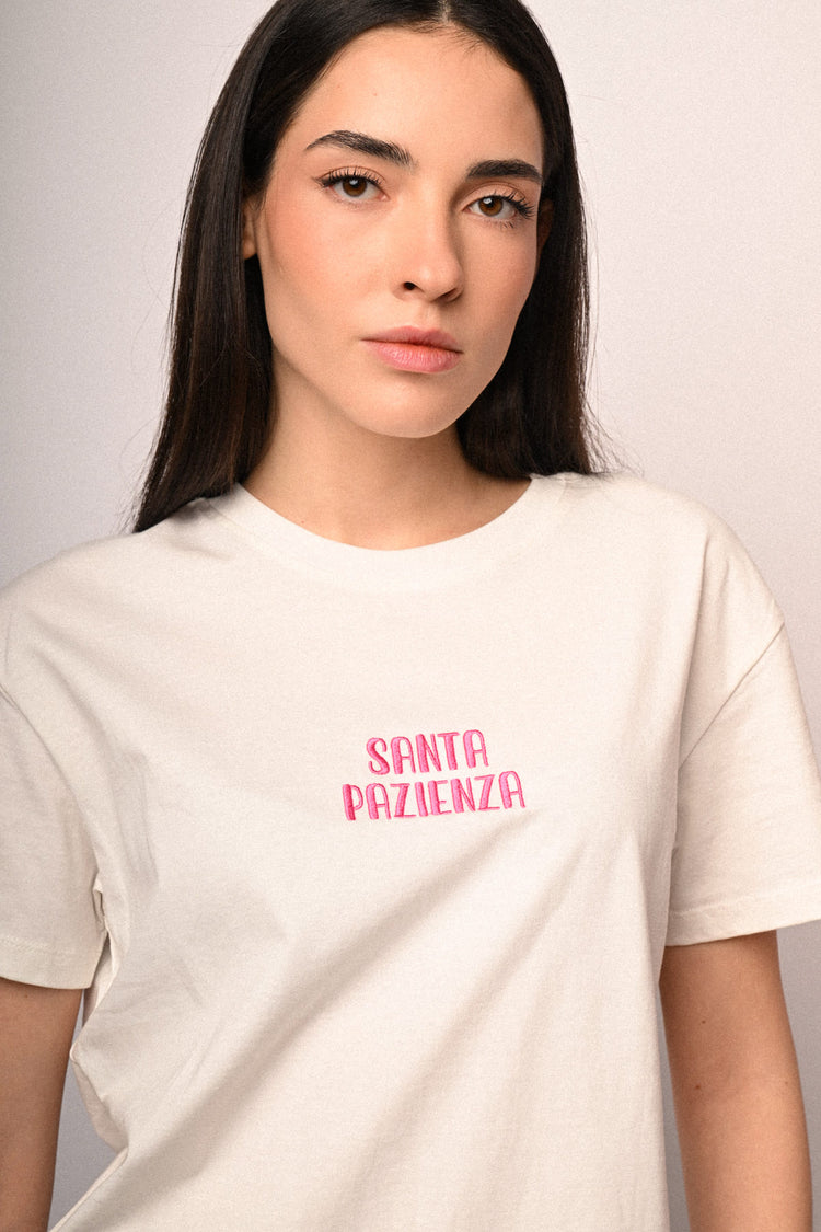 Embroidered text t-shirt