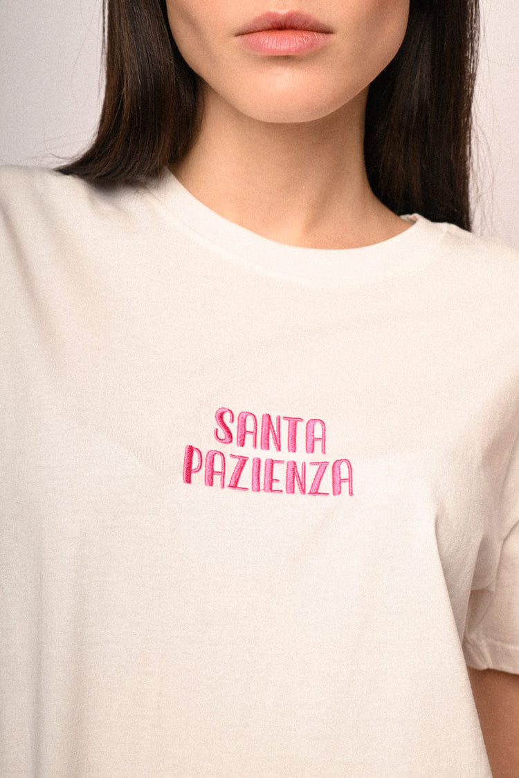 Embroidered text t-shirt